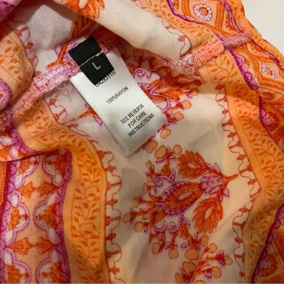 Lillyful Floral Orange & Pink  Dress size Large 100% rayon. - Picture 5 of 8